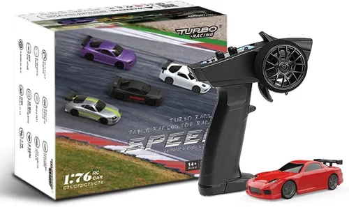 Miniatura 19 de 1:76 Turbo Racing Scale RC Sport Car, Carreras de mesa Control remoto Mini modelo de coche completo proporcional RTR Kit Juguetes (Baoma mini-rojo)