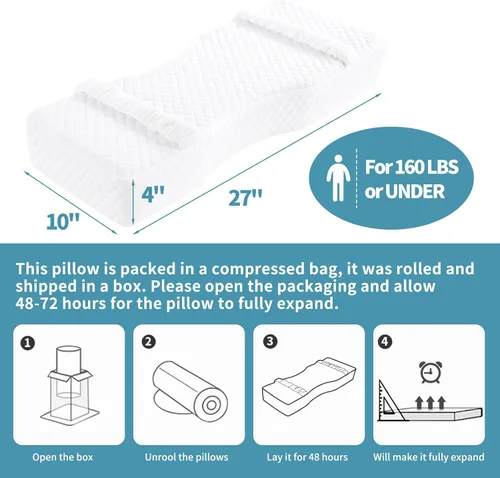 Miniatura 3 de HOMBYS Almohada de rodilla de espuma viscoelástica para dormir de lado, almohada de piernas para dormir con correas, elevación de cadera y piernas