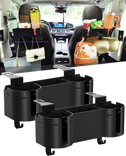 Miniatura 14 de Soporte para portavasos de asiento trasero de automóvil de 3.7 pulgadas con organizador, organizador de respaldo de asiento 4 en 1 de alta capacidad