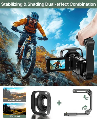 Miniatura 11 de Videocámara 4K 64MP para vlogging, cámara para YouTube, pantalla táctil de 3.0", zoom digital de 18 aumentos, visión nocturna IR con micrófono