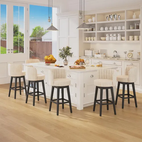 Miniatura 28 de COCO DESIGN - Juego de 2 taburetes de bar giratorios, 24" de altura del asiento, taburetes de bar de estilo moderno de mediados de siglo