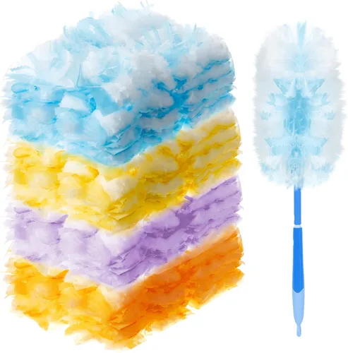 Miniatura 23 de Vesici 100 piezas de repuesto de plumero compatibles con Swiffer Dusters desechables a granel, repuesto grueso con 1 mango resistente para limpieza