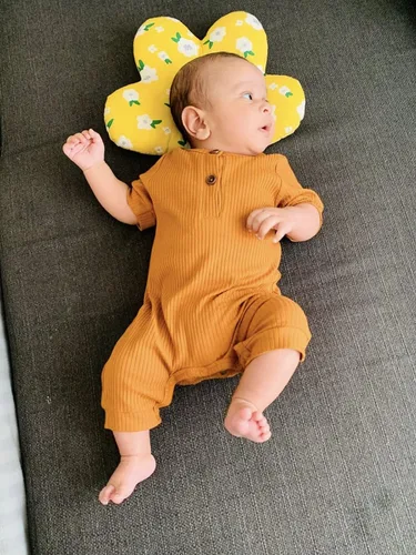 Miniatura 4 de Conjunto de 2 mamelucos sólidos de manga cortalarga de una pieza para bebé niño y niña
