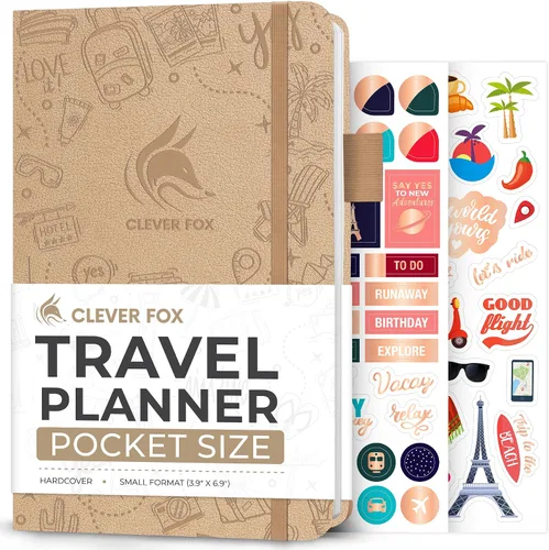 Miniatura 23 de Clever Fox Bolsillo para diario de viaje, organizador de itinerarios de vacaciones y viajes por carretera, diario de memoria de viaje, cuaderno