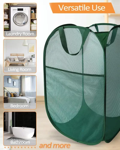 Miniatura 7 de Cestas plegables duraderas para lavandería, cesta desplegable resistente a desgarros para lavandería, cesta de ropa plegable con asas de transporte