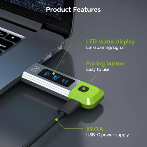 Miniatura 4 de Transmisor y receptor HDMI inalámbrico 2.4G+5G 328FT/100M Soporte 4K Decodificación 1080P@60Hz Extensor Salida de video HD para video y audio a Verde