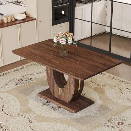 Miniatura 19 de JUFU Mesa de comedor de mármol sintético de 63 pulgadas para 4-6 personas, moderna mesa rectangular de cocina y comedor, mesa de MDF de aspecto