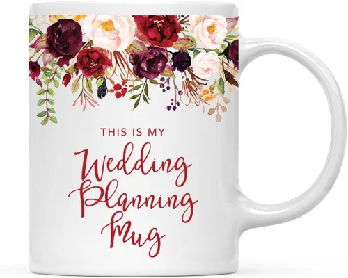 Miniatura 9 de Andaz Press Taza de té de cerámica para el día de la madre, regalo de 9.5 fl oz, otoño, marsala, flores burdeos, rosas, flores, tía, 1 paquete