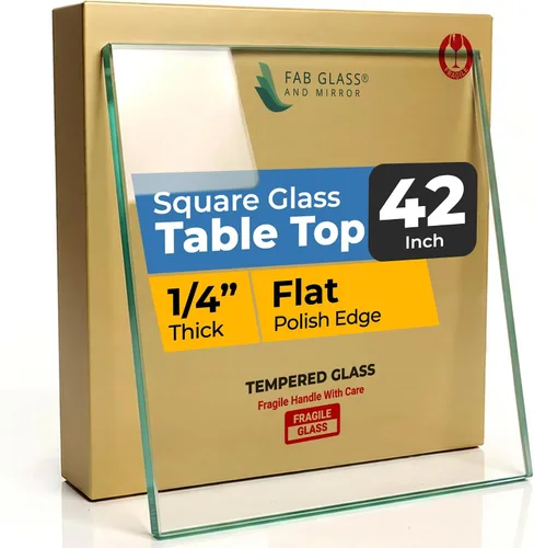 Miniatura 12 de Tablero de vidrio templado transparente de 10 pulgadas cuadradas con borde biselado de 1/2 pulgada de espesor para mesas de comedor, de café