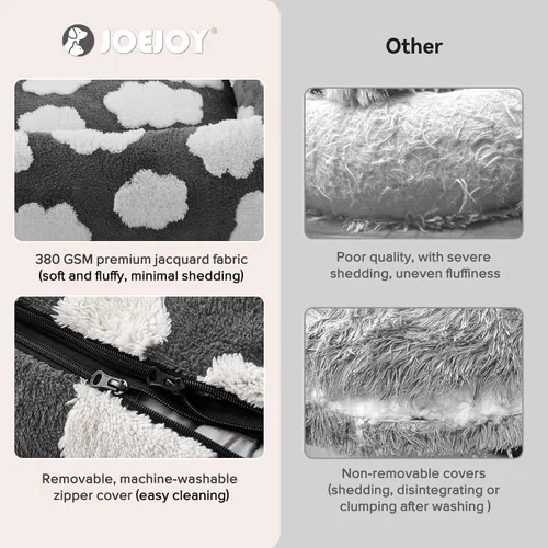 Miniatura 3 de JOEJOY Cama mediana para perros de tamaño mediano, cama ortopédica rectangular lavable para mascotas con funda de cremallera extraíble, bonita cama
