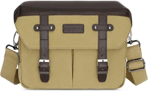 Miniatura 10 de MOSISO Bolso Cruzado para Cámara, Bandolera Mensajero de Cuero PU Vintage para Fotografía DSLR/SLR/Sin Espejo, Funda para Gadgets con Tapa