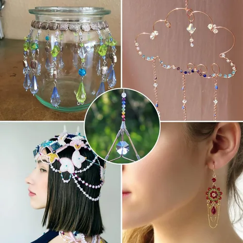 Miniatura 6 de PAXCOO 5600 Piezas de Cuentas de Cristal para Hacer Joyería, Pequeñas Cuentas de Acrílico Facetadas para Manualidades, Cuentas Bicónicas de Gema