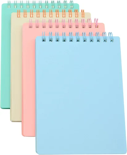 Miniatura 9 de Yansanido Cuaderno en Espiral con Encuadernación Superior, 4 Piezas, 4 Colores, Tamaño A6, Tapa Dura Gruesa de Plástico, Papel Rayado de 8 mm, 80