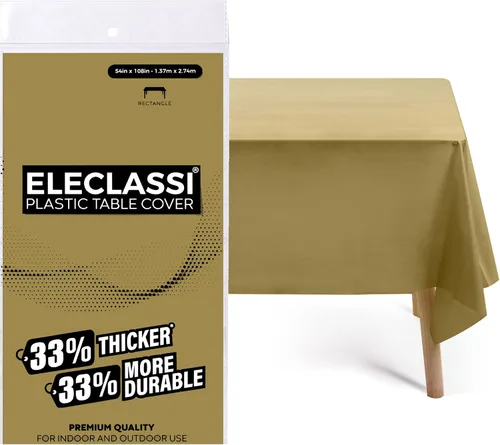 Miniatura 29 de Eleclassi Negro Paquete de 12 Manteles Redondos de Plástico Desechables Premium - Manteles de Mesa de Plástico Redondos de 84 Pulgadas para Fiestas