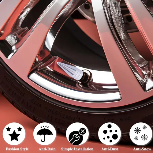 Miniatura 5 de 4 piezas de tapas de válvula de rueda con forma de punta, válvula de rueda de aleación de aluminio con punta, universal para automóviles, SUV
