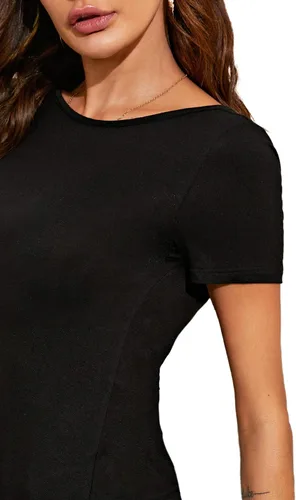 Miniatura 4 de Verdusa Camiseta de manga corta fruncida y espalda abierta para mujer