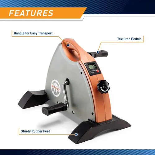 Miniatura 7 de Marcy Miniciciclo de ejercicio de piernas y brazos con pedal para debajo del escritorio, con resistencia magnética ajustable, fisioterapia, Gris