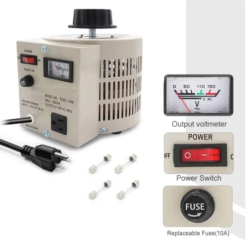 Miniatura 3 de LVYUAN Transformador Variable Regulador de Voltaje Variable, Salida 0-130V, Entrada 110V-120V (1000VA)
