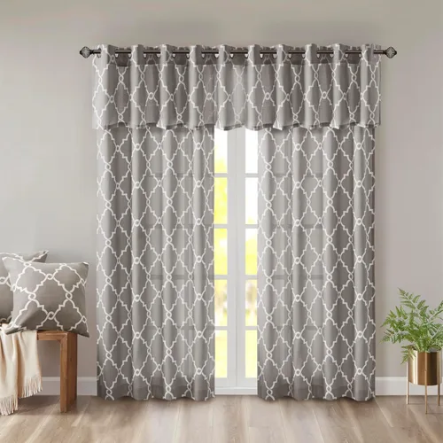 Miniatura 7 de Madison Park Saratoga - Cortina individual para ventana con filtro de luz, estampado de calado, 1 panel con ojales en la parte superior, para sala