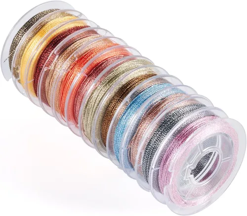 Miniatura 7 de KISSITTY Cordón metálico colorido de 288 yardas, hilo redondo de cuentas de 0.012 in, cuerda para manualidades para envolver regalos de Navidad