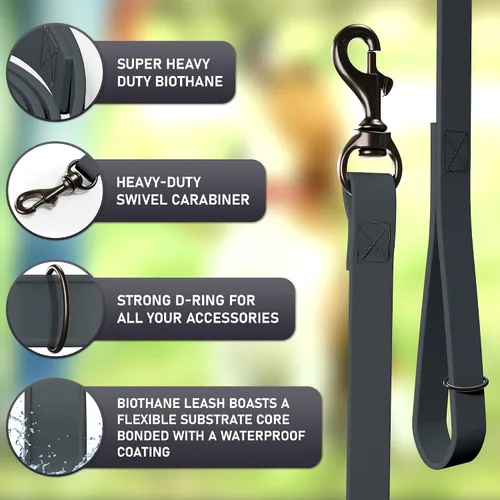 Miniatura 2 de Biothane - Correa para perro extra resistente, fabricada en Estados Unidos, correas impermeables para perros grandes, medianos y pequeños, correa