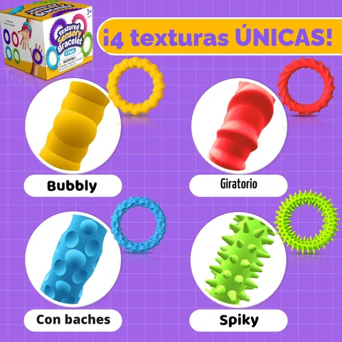 Miniatura 4 de Juguetes Sensoriales Fidget para Niños y Adultos - Paquete de 4 Pulseras Fidget Elásticas Juguetes Sensoriales de Textura y Calmantes para Autismo