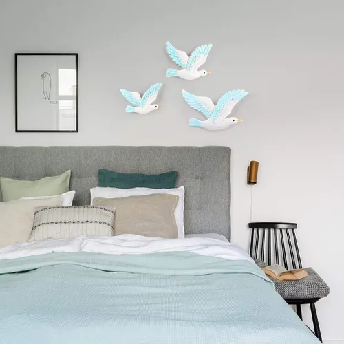 Miniatura 6 de MDLUU 3 piezas de arte de pared de gaviota, decoración náutica para colgar en la pared, placas de pared de gaviota para dormitorio temático