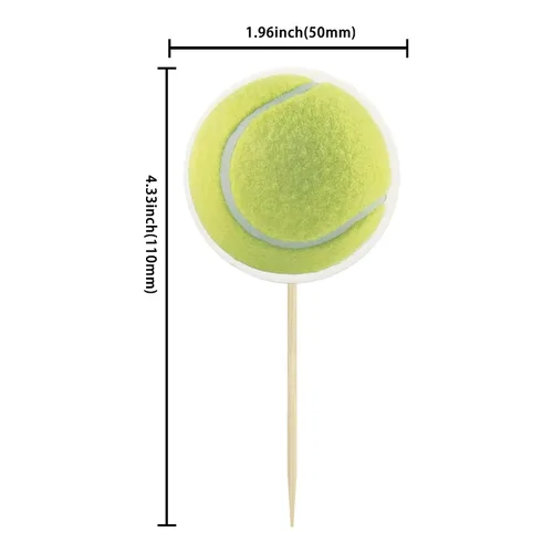 Miniatura 2 de Gyufise 36 piezas de decoración para cupcakes de tenis, pelota deportiva, para fiestas de cumpleaños, decoración de tartas, suministros de 9-Tennis