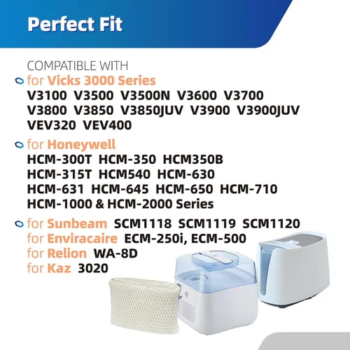 Miniatura 2 de WF2 - Filtro de humidificador de repuesto para Vicks & Kaz Starry Night Cool Mist Humidificador V3500N V3700 V3100 V3900, apto para filtros de mecha