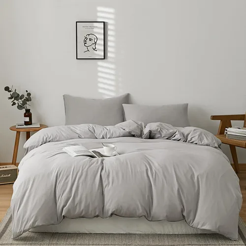 Miniatura 73 de CLOTHKNOW Juego de edredón a rayas tamaño King de 3 piezas, juego de edredón negro y blanco, edredón suave de estilo granja con 2 fundas de almohada