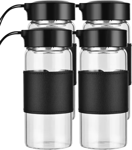 Miniatura 9 de Pequeña botella coctelera de vidrio, 16 onzas, sin BPA, sin olor, con bola mezcladora 304SS y cepillo de limpieza extraíble para fitness y batidos