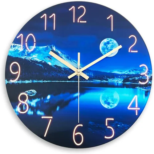 Miniatura 11 de Reloj de pared moderno negro y dorado con pilas, reloj de pared silencioso de 12 pulgadas, reloj de pared de vidrio sin tictac para sala de estar