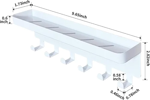 Miniatura 5 de GTK Soporte para llaves de pared, ganchos para llaves con bandeja y 6 ganchos, soporte para llaves montado en la pared para pasillo, estante