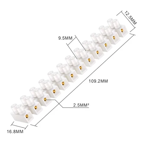 Miniatura 2 de Weewooday Juego de 10 tiras de terminales de 12 posiciones de doble fila de tornillos blancos de 10 a 380 V, bloque de barrera eléctrica