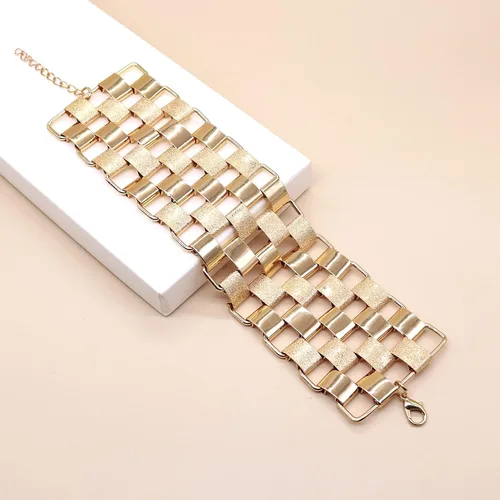 Miniatura 4 de HSQYJ Pulsera bohemia con eslabones geométricos, a la moda, elegante, brillante, explosión de arena, pulseras anchas para mujer, accesorios