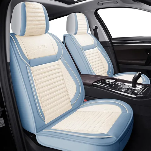 LINGVIDO Fundas de asiento de automóvil, transpirables e impermeables, de piel sintética para autos, SUV, camiones, sedán, funda de asiento