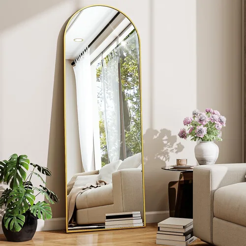 Miniatura 17 de Espejo de 56 x 21 pulgadas, de arco, de longitud completa, espejo de cuerpo completo con marco de aluminio, para colocar de pie, inclinado o Negro