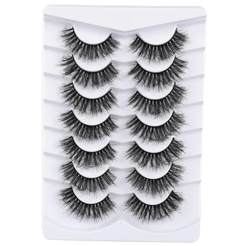 Miniatura 9 de Mebver Pestañas Pestañas postizas 8D Esponjosas Pestañas postizas Wispy de Visón Sintético Ligeras Pestañas postizas de Ojo de Gato Paquete de 7