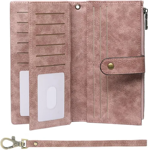 Miniatura 18 de GOIACII Carteras para Mujer de Gran Capacidad Portador de Tarjetas de Crédito Cartera Rfid Mujer Doble Cremallera Bolsillo Cuero Bifold para Damas