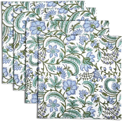 Miniatura 13 de Ridhi - Servilletas de 100 % algodón con estampado de espárragos verdes de 18 x 18 pulgadas (juego de 4) servilletas de cocina reutilizables
