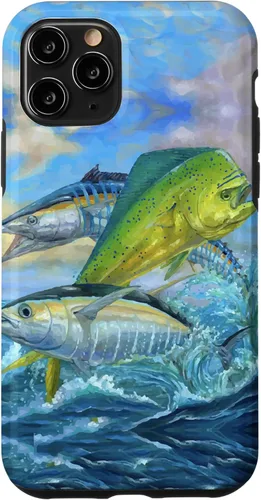 Miniatura 28 de iPhone 13 lindo Mahi Mahi verde pesca atún caso