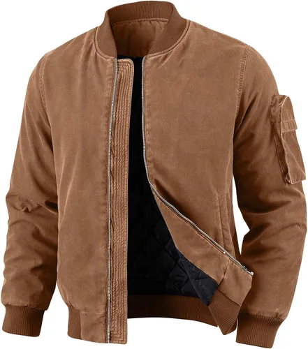 Oymyakon Chaqueta bomber acolchada para hombre, lavada para otoño e invierno, cálida, chaquetas militares informales, abrigos acolchados para