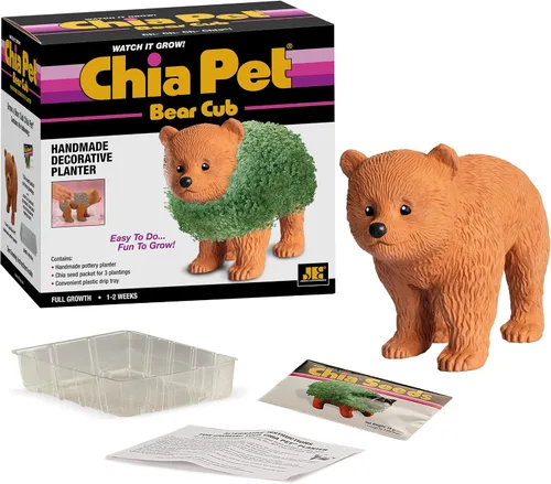 Miniatura 4 de Chia Pet Bear Cub con paquete de semillas, maceta decorativa de cerámica, fácil de hacer y divertido de cultivar, regalo novedoso, perfecto