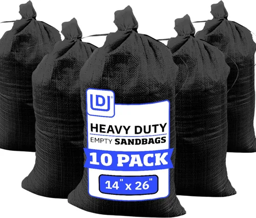 DURASACK Bolsas de arena resistentes con cuerdas de amarre, bolsas de arena de polipropileno tejidas vacías para control de inundaciones con 1600