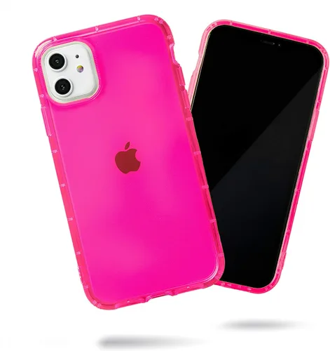 SteepLab Funda de neón con resaltador para iPhone 11 - La funda de gelatina con agarre y bolsillos de aire protectores (Rosa intenso llamativo)