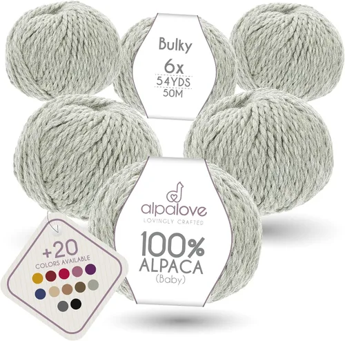 Miniatura 11 de Set de Lana Abultada (6 x 50 g) Súper Suave de Alpaca Bebé para Tejer Antracita 300 Metros