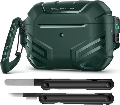 Miniatura 13 de MOBOSI Funda para AirPods Pro 2 con cerradura, compatible con funda Airpod Pro de 2ª/1ª generación, funda protectora de grado militar con kit
