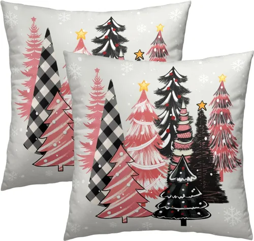 Miniatura 22 de Fundas de Almohada de Bosque de Pinos 22x22 Juego de 2, Fundas de Almohada Decorativas de Árboles de Abeto y Cedro Verde Nieve Beige de Invierno