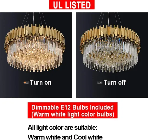 Miniatura 5 de Lámpara de araña de cristal moderna, luz LED, lámpara colgante con pantalla de acero inoxidable, candelabros para isla, luz para techo, comedor, 12