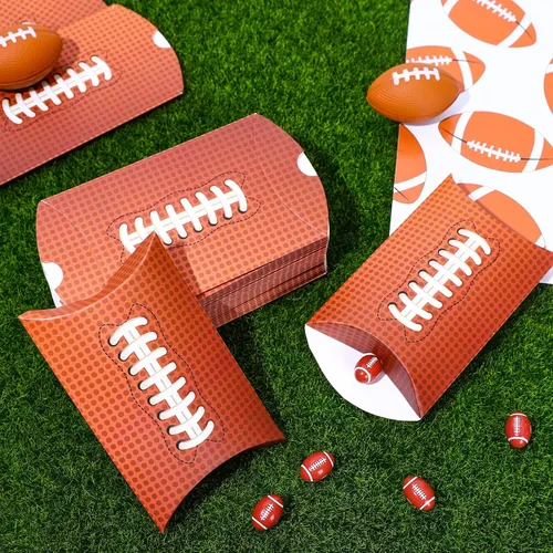 Miniatura 4 de AnyDesign Paquete de 50 cajas de golosinas de fiesta de fútbol, cajas de almohadas temáticas de juegos deportivos, cajas de golosinas surtidas
